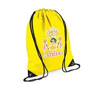 Personalised Magically Stars Crown Castle Floral Girl Princess ANY NAME Kids Birthday Back To School Drawstring Bag, PE Gym Kit, Swimming Rucksack. (Yellow)