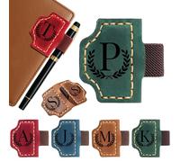 Personalised Magnetic Book Marks, Magnetic Bookmarks for Women,Personalized Leather Pen Holder Bookmark, Journals - Gift for Men, Women, Students, Teachers, Book Lovers (Green, P)