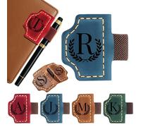 Personalised Magnetic Book Marks, Magnetic Bookmarks for Women,Personalized Leather Pen Holder Bookmark, Journals - Gift for Men, Women, Students, Teachers, Book Lovers (Blue, R)