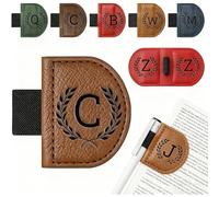 Personalised Magnetic Bookmark, Custom Engraved Vintage Leather Bookmark with Pen Holder, Laser Engraved Gift for Book Lovers, Readers, Writers, Students, Strong Magnetic Clip (Brown)