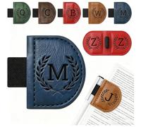 Personalised Magnetic Bookmark, Custom Engraved Vintage Leather Bookmark with Pen Holder, Laser Engraved Gift for Book Lovers, Readers, Writers, Students, Strong Magnetic Clip (Blue)