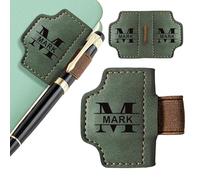 Personalised Magnetic Bookmark, Leather Bookmark Clip with Pen Holder, Engraved Bookmarks for Women Men Teacher Students Book Lovers, Christmas Birthday Graduation Book Mark Gifts (Green)