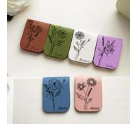 Personalised Magnetic Bookmark PU Personalized Floral Leather Bookmark with Name Birth Flower Custom Magnetic Bookmarks for Women Men Readers Book (Design Style 4)