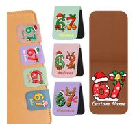 Personalised Magnetic Leather Bookmark Custom Bookmarks with 6 7 Logo Gift for Book Lovers Women Men (Style-D)