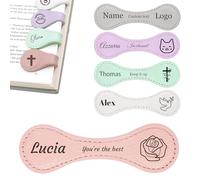 Personalised Magnetic Leather Bookmark Custom Engraved with Name and Text Customised Magnet Bookmarks for Women Men Book Lovers Readers Travellers (Style 1)