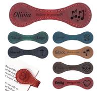 Personalised Magnetic Leather Bookmark Custom Engraved with Name and Text Customised Magnet Bookmarks for Women Men Book Lovers Readers Travellers (Custom)