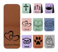 Personalised Magnetic Leather Bookmark Custom Text and Icon Design Reading Custom PU Leather Book Gift for Friend Book Lovers Readers & Students (Style 2)