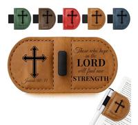 Personalised Magnetic Leather Bookmark with Pen Holder - Inspirational Bible Verse Scripture Design, Custom Magnetic Bookmarks for Women Men (Isaiah 40:31, Brown)