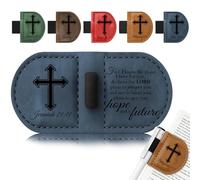 Personalised Magnetic Leather Bookmark with Pen Holder - Inspirational Bible Verse Scripture Design, Custom Magnetic Bookmarks for Women Men (Jeremiah 29:11, Blue)