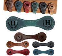 Personalised Magnetic Leather Bookmarks, Custom Engraved, Multifunctional Letter Bookmarks, Initial Gift for Book Lovers, Readers, Women (Green, H)