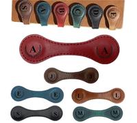 Personalised Magnetic Leather Bookmarks, Custom Engraved, Multifunctional Letter Bookmarks, Initial Gift for Book Lovers, Readers, Women (Red, A)
