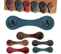 Personalised Magnetic Leather Bookmarks, Custom Engraved, Multifunctional Letter Bookmarks, Initial Gift for Book Lovers, Readers, Women (Blue, A)