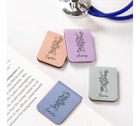 Personalised Magnetic Leather Bookmarks Custom Name Bookmark with Line DNA Birth Flower Bookmark Clip Gift for Women, Men, Readers, Book Lovers,Teacher, Classmate,Medical Student