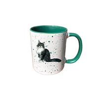 Personalised Maine Coon Cat Mug Gift - Present for Cat Lovers - Gifts for Cat Owner - Personalised Cat Mug - Country Style Mug (Green)