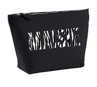Personalised Make Up Accessory Bag Any Name in Black Colour Camo Camouflage Leopard Or Zebra Print Birthdays Weddings Christmas (Zebra)
