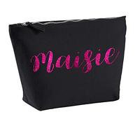Personalised Make Up Accessory Bag Any Name In Black Colour Glitter Or Metallic Print Birthdays Weddings Christmas - Pink Glitter