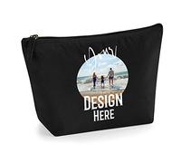 Personalised Make Up Accessory Bag in Black Color With Printed Your Own Design Text - Black S Size Bag