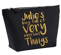 Personalised Make Up Bag Any Name Bag Full of Important Things Cosmetic Toiletry Wash Gift for Her (Gold Glitter)