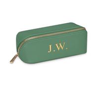 Personalised Makeup Bag Custom Monogram Cosmetic Bag Open Flat Case Personalised Gift for Her Personalised Bridesmaid Gift Lay Flat Bag (Sage Green, Small)