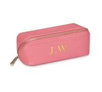 Personalised Makeup Bag Custom Monogram Cosmetic Bag Open Flat Case Personalised Gift for Her Personalised Bridesmaid Gift Lay Flat Bag (Dusty Pink, Small)
