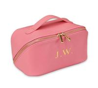 Personalised Makeup Bag Custom Monogram Cosmetic Bag Open Flat Case Personalised Gift for Her Personalised Bridesmaid Gift Lay Flat Bag (Dusty Pink, Large)