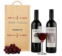 Personalised Malbec Argentina Classic Red Wine Gift Set Collection - El Vaquero & Incienso (2 x 75cl) | Premium Argentinian Malbec Duo in Double Wooden Gift Box | 13.5% ABV