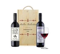 Personalised Malbec Argentina Red Wine Gift Set 2 x 75cl 13.5% ABV in Double Wooden Presentation Box - El Vaquero & Incienso Malbec Gift for Him Her Birthday UK