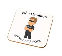 Personalised Male Steady As A Rock Coaster Gift Bouncer Security Guard Present (Brown Hair White Skin)