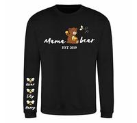 Personalised Mama Bear Honey Bee Sweatshirt - Custom Jumper for Women, Mothers Day Sweatshirt, Thoughtful Mum Gift Jumper - Black Medium