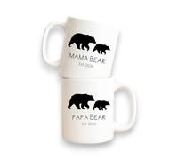 Personalised Mama Bear & Papa Bear Est. YEAR Ceramic Mug Set - Bear Family Design Parents Mugs, Custom Year Gift for Mum & Dad, Mother’s Day, Father’s Day, New Parents (Set of 2: Mum & Dad)