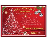 Personalised Manchester United Inspired Christmas Cards (2 Designs) (Man Utd - Baubles)