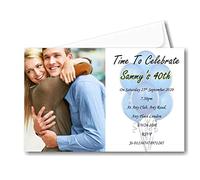 Personalised Mans, Boys, Blue Birthday Invitations , Invites, Complete with envelopes Ref BD75 14th 15th 16th 17th 18th 21st 30th 40th 50th 60th 70th Birthdays Surprise Can be added (60)