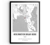 Personalised Map Print - Custom Location Poster with Text & Date - Anniversary, Wedding, Engagement, Housewarming Gift - No Frame Included (Square)