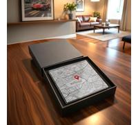 Personalised Map Print Square Glass Coaster Custom Location First Met Kiss Date Wedding Anniversary Engagement Gift Our First House Map (Gift Box Packaging)