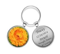 Personalised Marigold Flower Keyring October Birth Month Double Pendant Birthday Gift R361