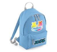 Personalised Marsh mallow art Bag, Dj Lover Gift, Singer Gift, Gift For Kids-Girl-Boy, Birthday Bagpack, 9 litres Mini Fashion Backpack for Nursery, Bookbags, Rucksack, Shoulder Bag. (Sky Blue)