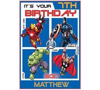Personalised Marvel Avengers Cartoon Inspired Birthday Card