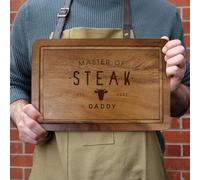 Personalised Master of Steak Cutting Board, Engraved Acacia Wood BBQ Board, Gift for Dad, Custom Grill Master Gift for Him
