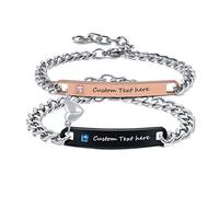 Personalised Matching Bracelets For Couples : Stainless Steel Custom His Her BFF Name Date Mutual Attraction Relationship Bracelet Customised Heart Magnetic Couple Bracelet Gifts For Men Women Friend