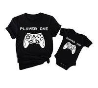 Personalised Matching Father's Day Player 1 and Player 2 T-Shirt, Bodysuit, Kids T-Shirt | Set of 2 | Dad & Son or Daughter Matching Outfit
