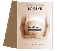 Personalised Maternity Card for Mum To Be - Congratulations Baby Loading - You're Having a Baby/Pregnant Cards for couples and single parents. Expectant Mother Card