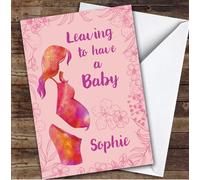 Personalised Maternity Leave Card For Anyone Pregnant Woman Pink | Custom Greetings Card For Maternity Leave Any Text Inside & Out