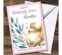 Personalised Maternity Leave Card For Anyone Yellow Baby Bump | Personalized Custom Unique Greetings Card For Maternity Leave Any Text Inside & Out