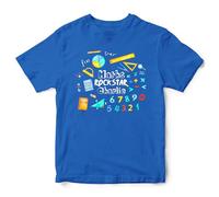 Personalised Maths Rockstar T Shirt Kids Custom Mathematics Numbers Day Boys Girls Tee Symbols, 7-8 Years, Royal Blue