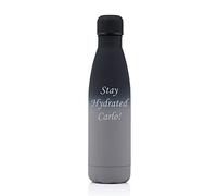 Personalised Matt 500ml Thermo Bottles - Engraved with Your Custom Text (Matt Gradient Grey and Black)