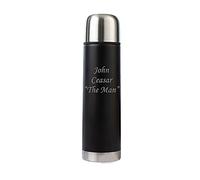 Personalised Matt Black 500ml Thermo Flask with Silver Lid - Engraved with Custom Text