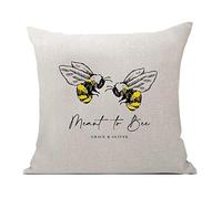Personalised Meant to Bee Cushion Cover - Bumble Bee Themed Artistic Gift Idea Custom Present Gift Machine Washable Comfort Assured 40cmx40cm Premium Quality Polycotton Blend (Natural Prime)