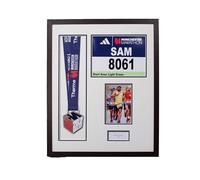 Personalised Medal display Frame with Apertures for Medal, Race Bib (21x16cm), 6x4 Photo and Text. Manchester Marathon 2025 | 2024 | (Walnut Colour Frame)