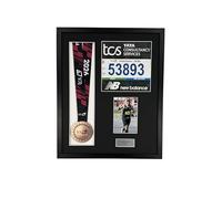 Personalised Medal display Frame with Apertures for Medal, Race Bib, 6x4 Portrait Photo and Text. London Marathon 2026 | 2025 | Marathon Medal | (Black Frame)