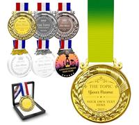 Personalised Medals for Awards Custom Logo Text Name Medal Engraved Design Your Own Customised Medallion with Ribbon for Mvp Winner,Matal Gold